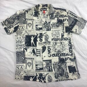 Men’s Double Rainbouu White Graphic Short-sleeve Button Up Shirt